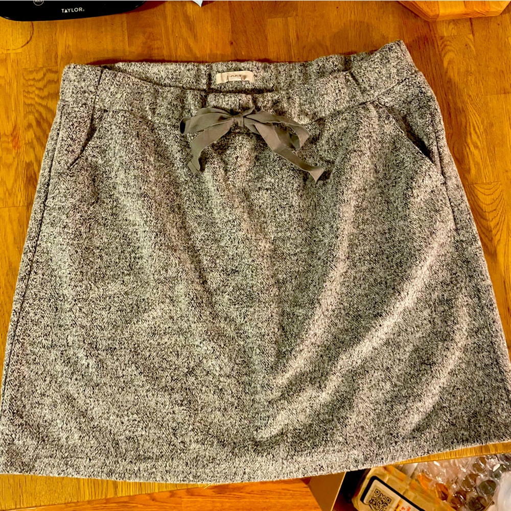 Grey soft elastic waist with drawstring mini skirt